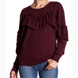 Burgundy “Ruffle Pioneer Sweatshirt”